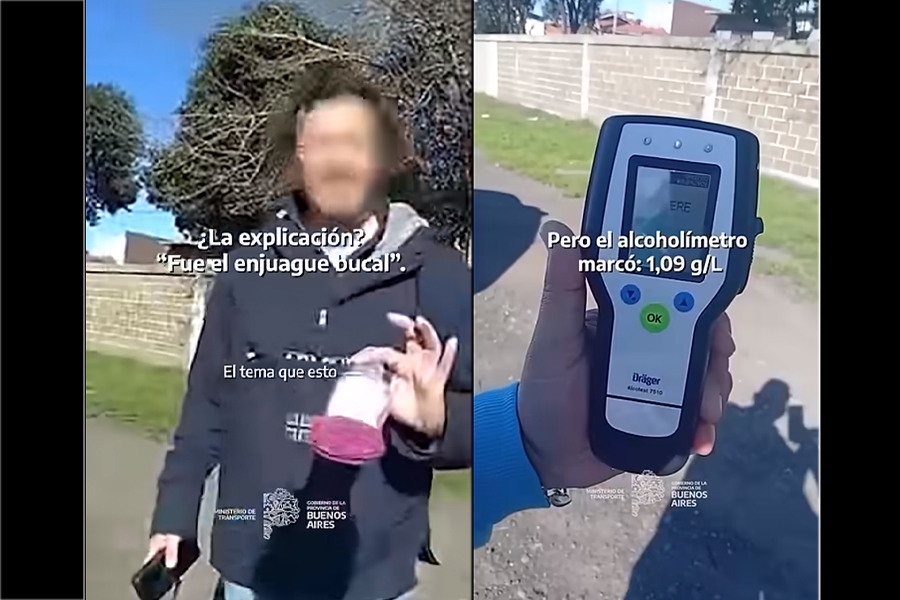 “Es Listerine, señorita”, dijo luego de un positivo de 1,09 de alcoholemia